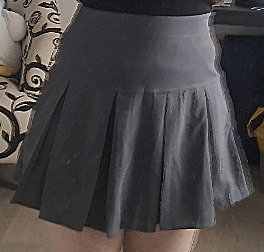 Gray A-Line Pleated Mini Skirt - Korean Y2 K Vintage Style photo review