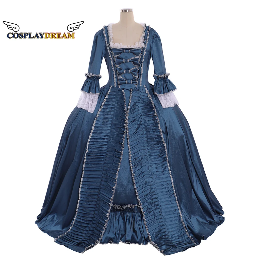 

Medieval Marie Antoinette Gown Dress Rococo Fashion Costume Regency Dress 18th Century Ruffle Navy Blue Gown Carnival Costume