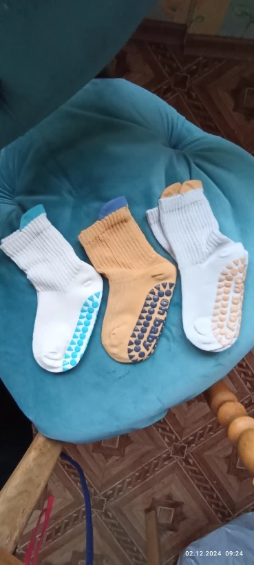 Anti-Slip Cotton Baby Socks - Rubber-Grip Toddler Socks for Boys and Girls photo review