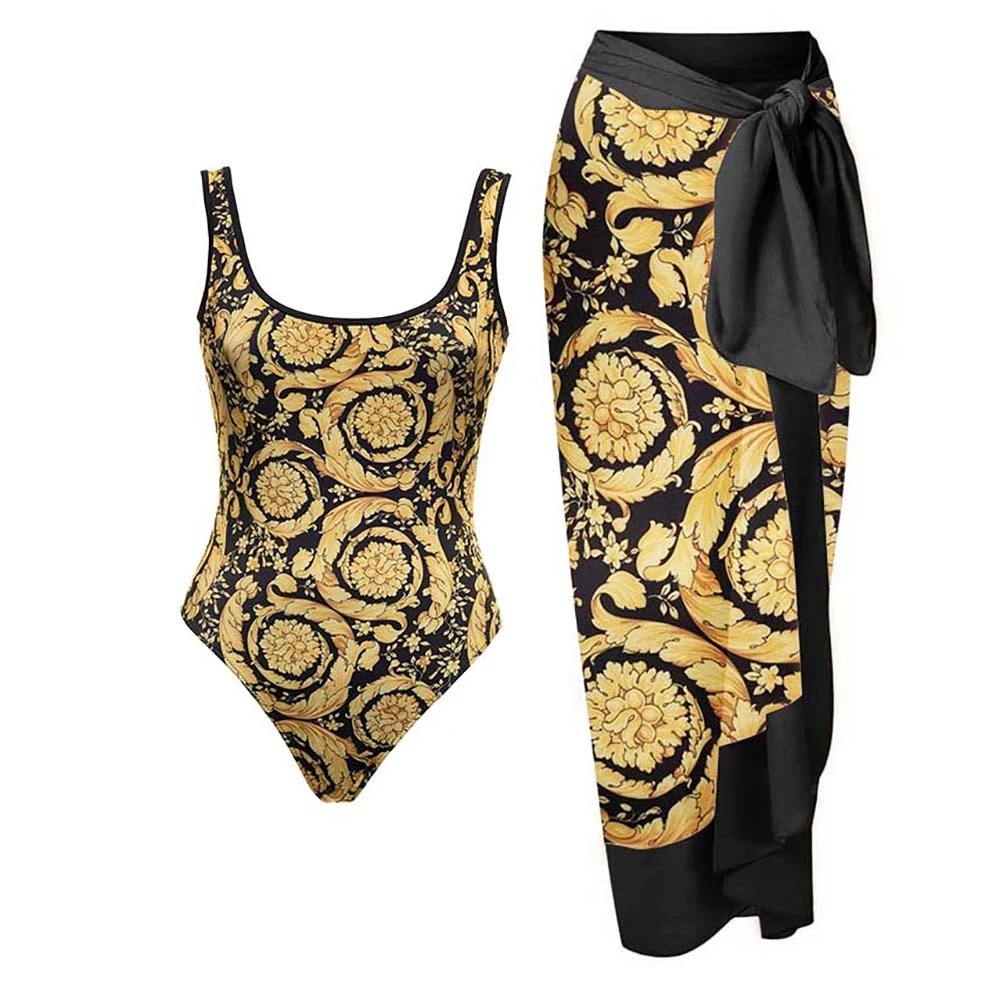 One Piece Swimsuit Gold Luxurious Swimsuit Piece Gold Swimsuit