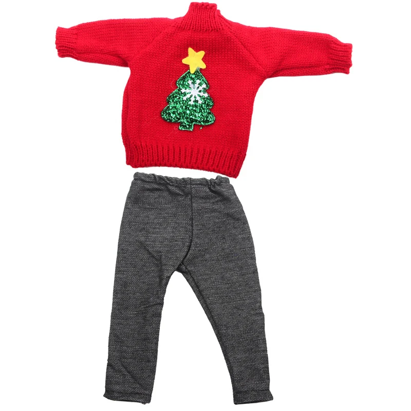 43 Cm Baby New Born Doll Clothes Wool Cute Santa Claus, Tree, Elk Christmas Clothes Suit For American 18 Inch Girl Doll Toy Gift