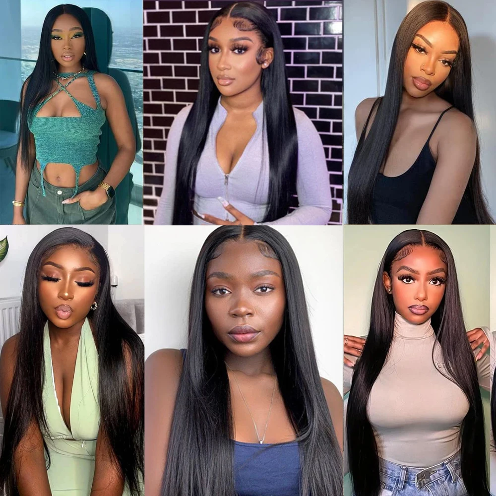 30 Inch Long Straight Synthetic Lace Front Wig Natural Black Wear And Go Glueless Wig 13X4 Synthetic Lace Front Wigs for Women 5