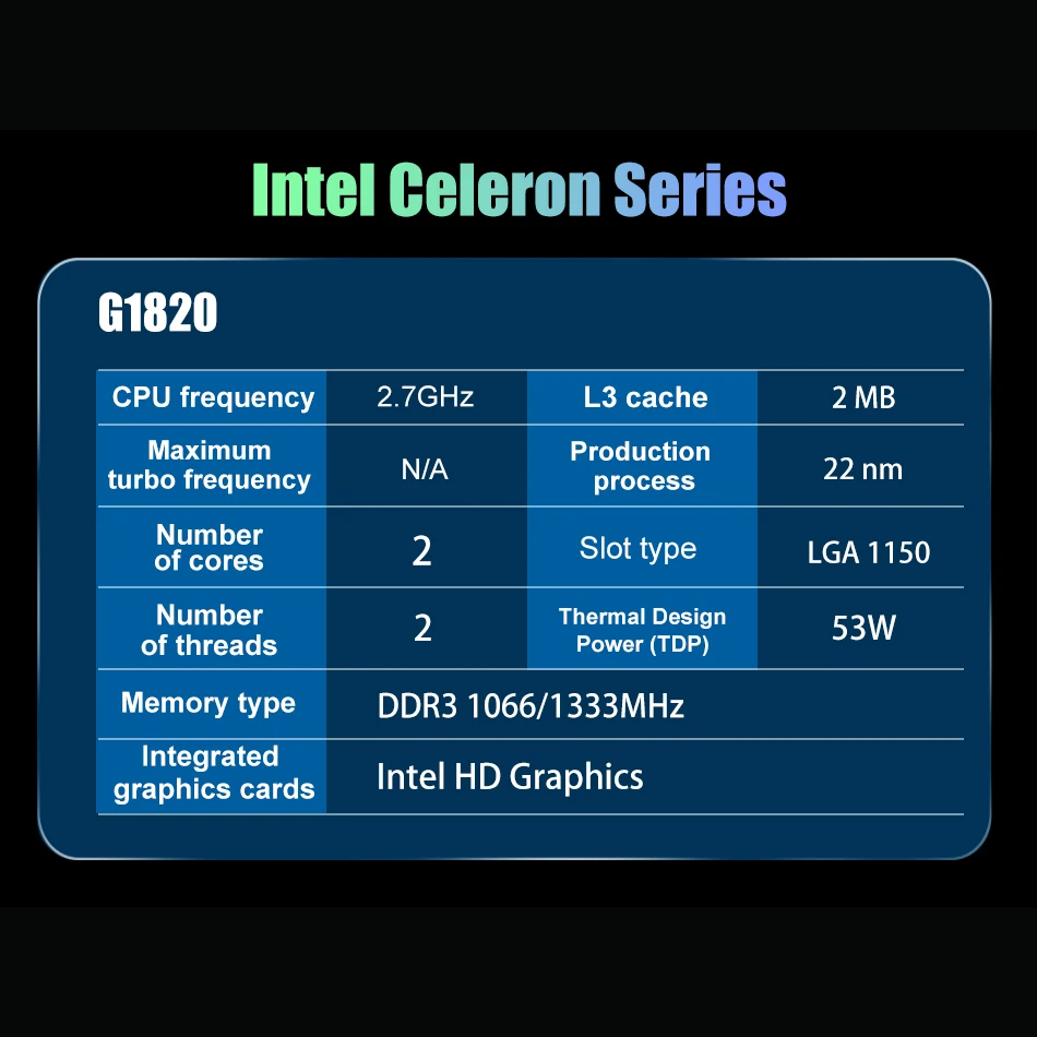 Usado original intel celeron g1820 2m cache processador cpu