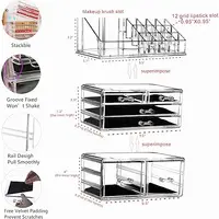 3-Pack Clear Makeup Organizer, Stackable 6-Drawer, for Vanity and Dresser Storage. 2