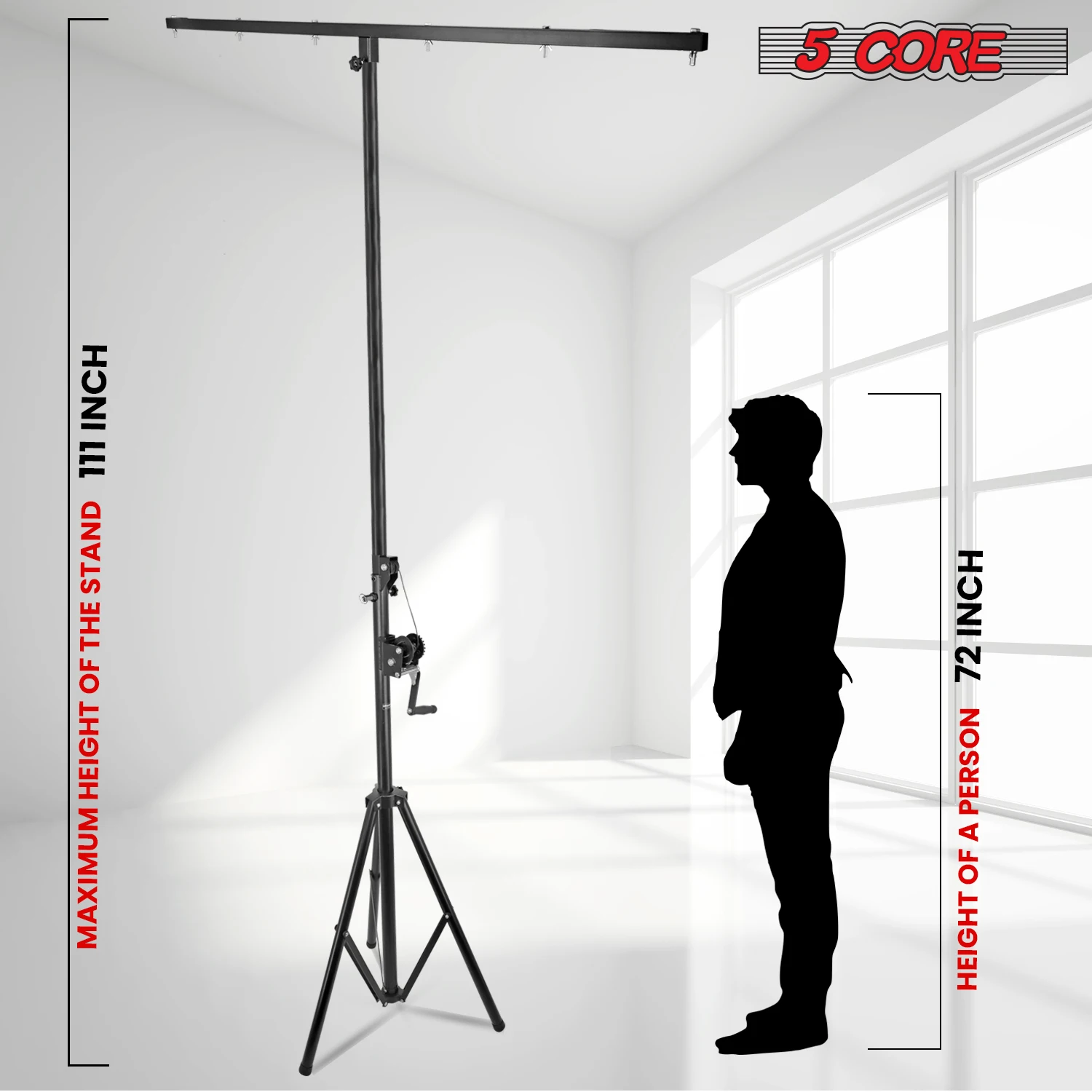 5 Core DJ Light Stand Stage Lighting Truss System Hand Crank Heavy Duty Adjustable T bar Mount Tripod LS 120 CRANK