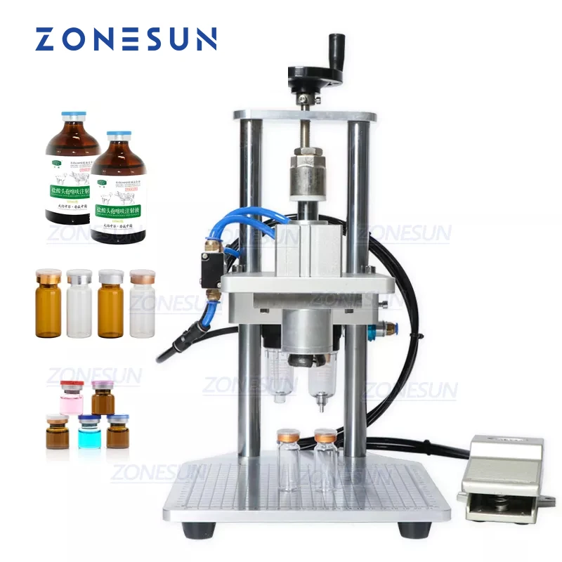 

ZONESUN Pneumatic Oral Liquid Penicillin pneumatic aluminum bottle crimping tool small vial capping machine
