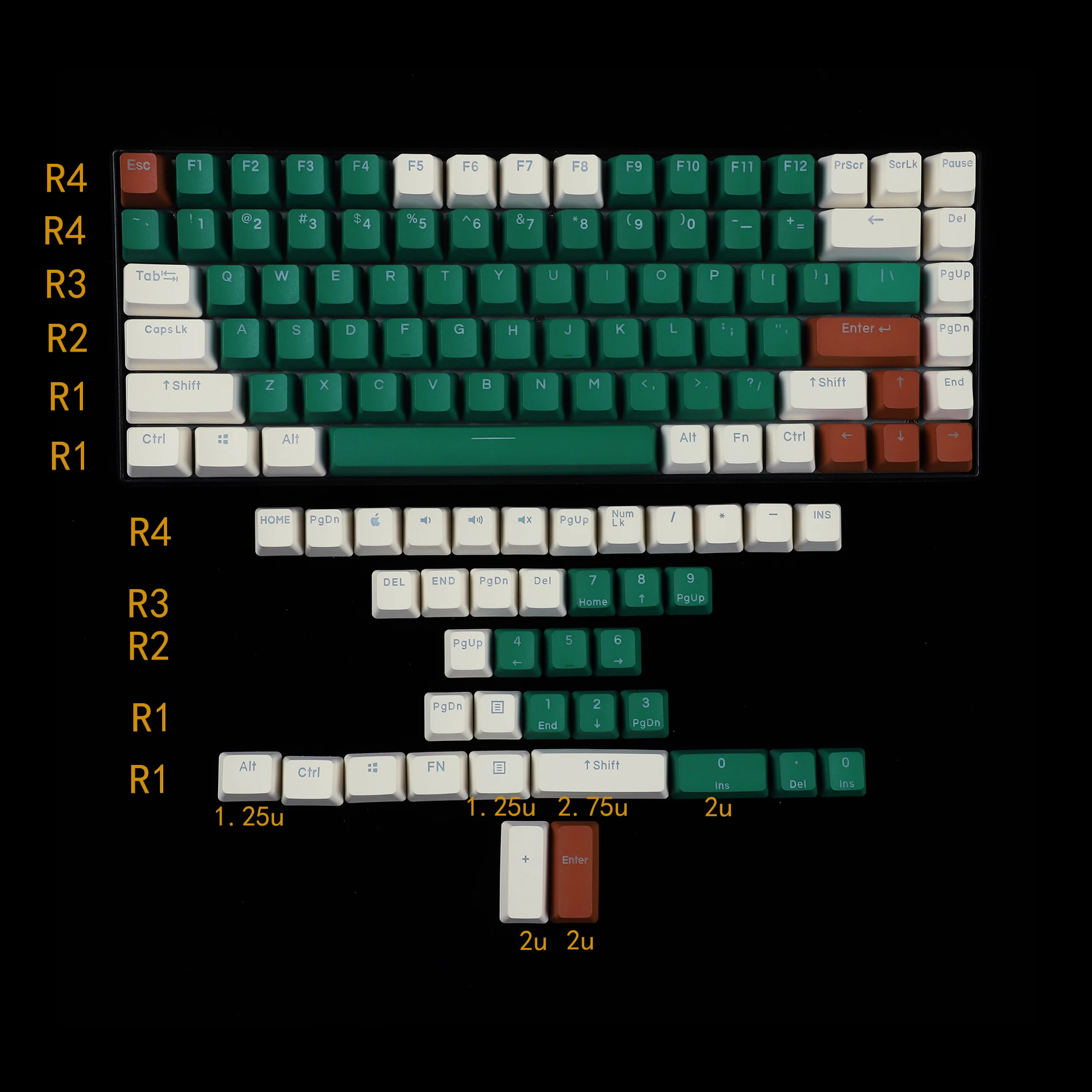122 YMDK Duplo Tiro Marmoreal Backlit Keycaps