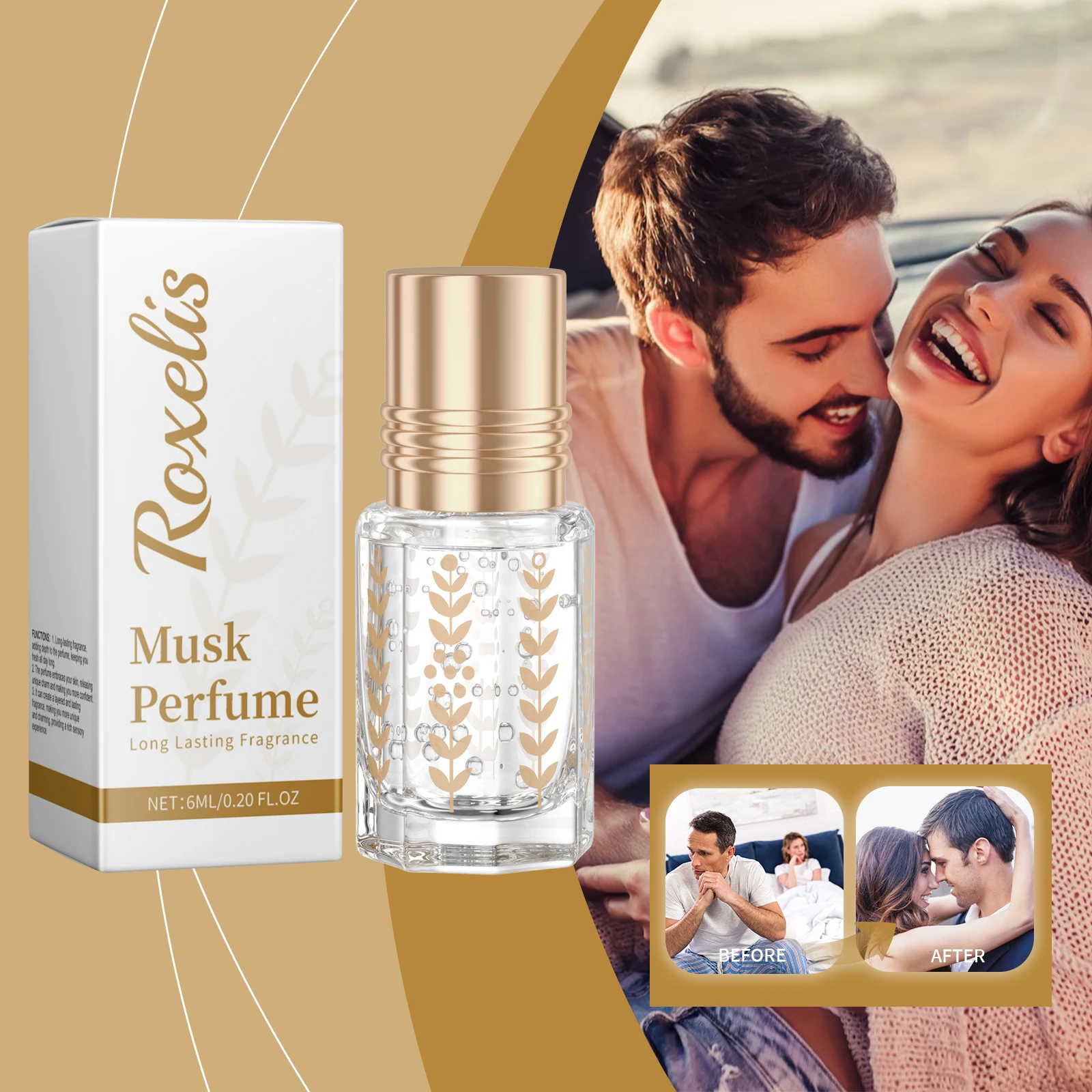 Roxelis Musk Perfume Natural Fresh Lasting Formula Elegant Floral Charming Light Fragrance Daily Ball Bearing Portable Perfume_voghion.com