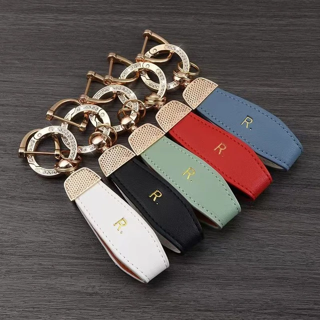 Porte clé voiture femme de luxe Porte-clés de voiture en métal, cuir,  lanière pendentif fendue, anneau en strass pour femmes et hommes,  accessoires - AliExpress