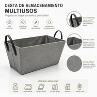 Polyester Storage Basket 40X15X20Cm Reinforced Pu Handles Rigid Structure Multipurpose for Toys Clothes Books Bathroom Bedroom 5