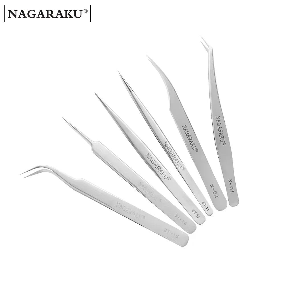 NAGARAKU Eyelash Extension Tweezers Professional Accurate Volume Classical Stainless Steel Makeup eyelash tweezers