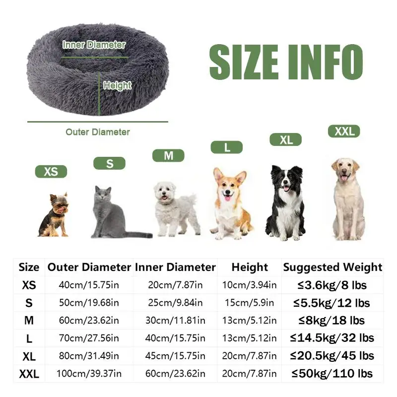 Colorful Calming Plush Donut Pet Bed 2