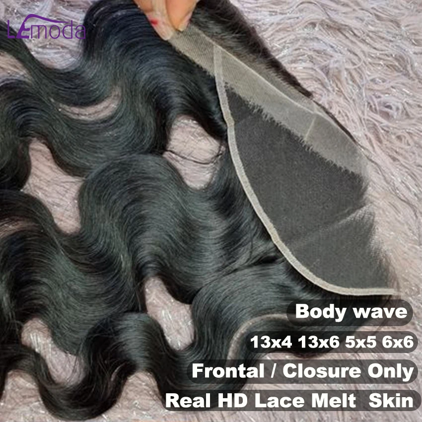 

Body Wave 13x4/13x6 HD Lace Full Frontal Human Hair Melt Skins Invisible HD Transparent Lace 5x5 6X6 Real HD Closure Brazilian