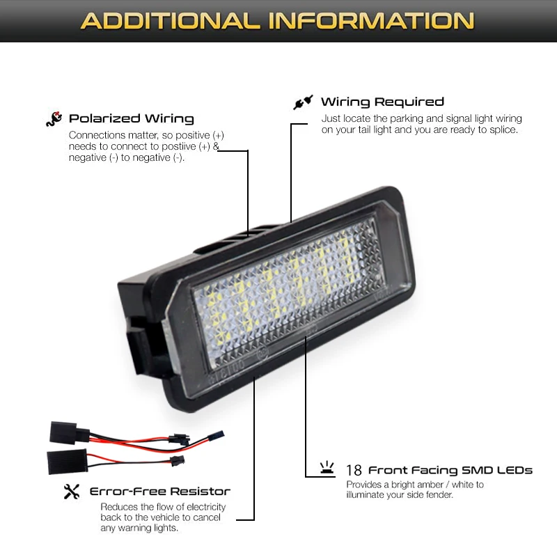 12V LED Number Plate Lamp For Porsche 987 Boxster Cayenne 911 Carrera Turbo 991