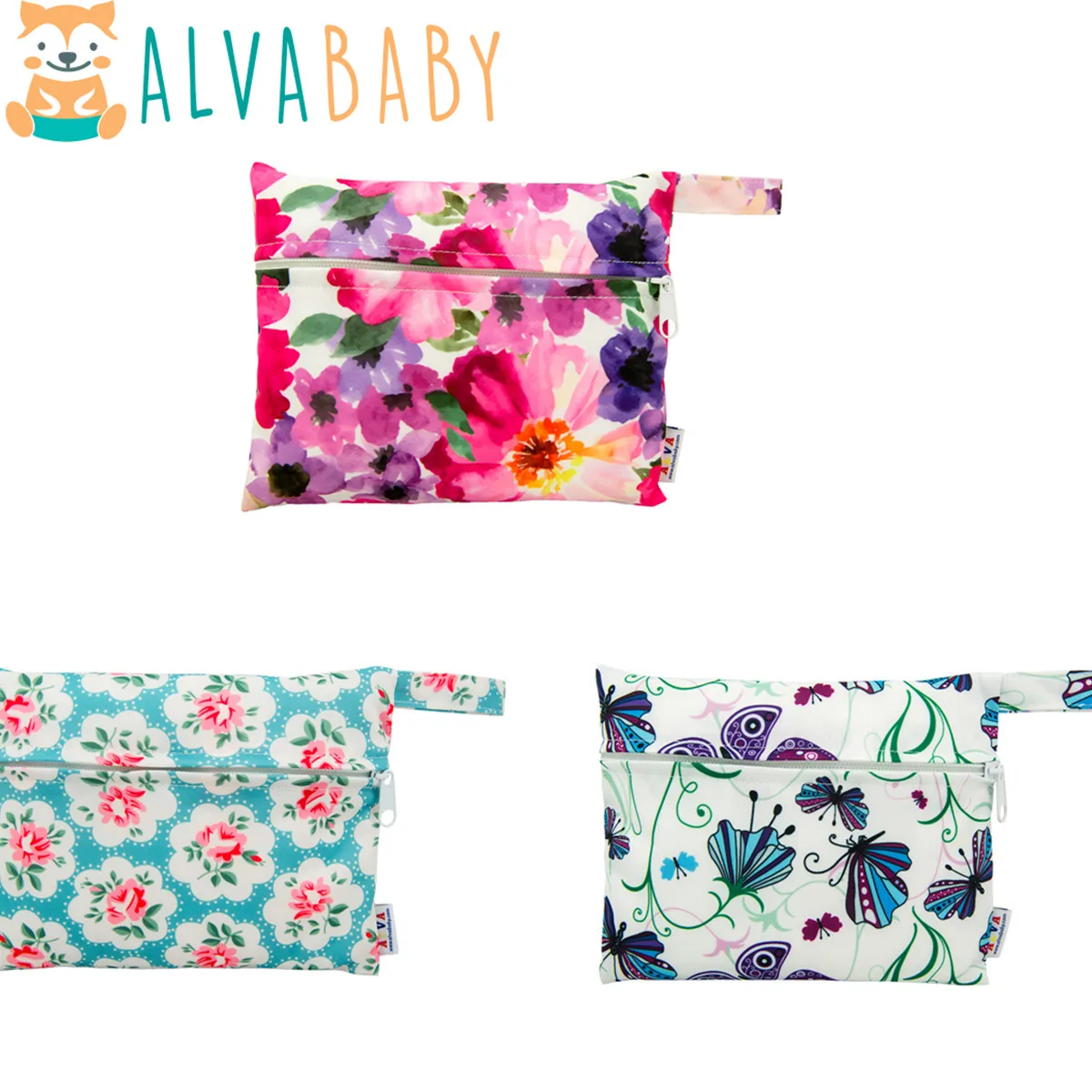 U Pick Alvababy 소형 미니 습식 가방, 마마 패드용 재사용 가능, 방수 천 가방, 패션 15cm x 18cm