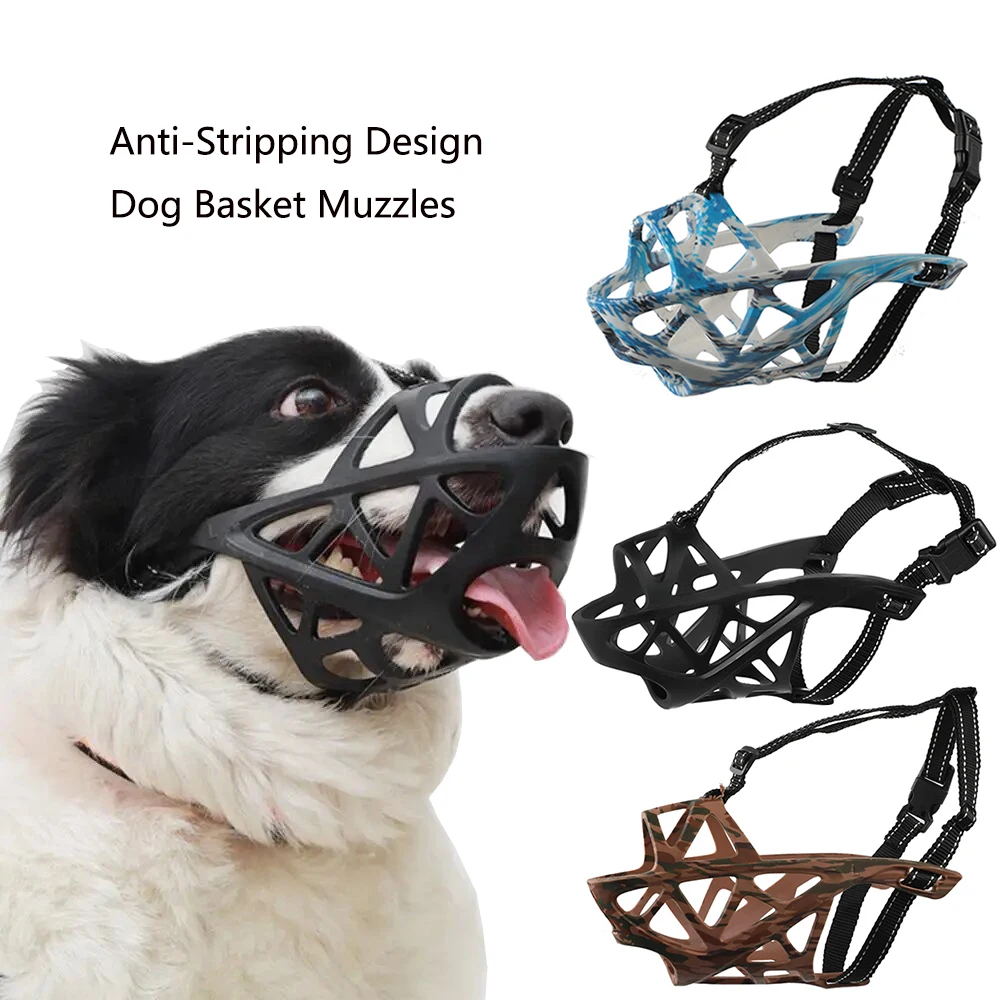 Pet dog basket muzzles upgraded soft breathable cage muzzle adjustable dog mouth guard anti-bark biting for small large dogs dog muzzle