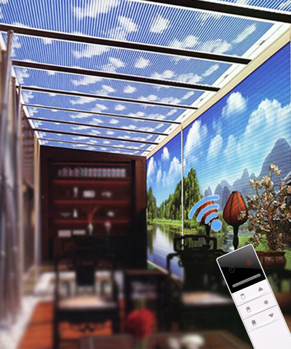 Electric Pattern Cellular Shades, Cordless Honeycomb Blinds, Full Blackout Fabric Window Shades for Skylight