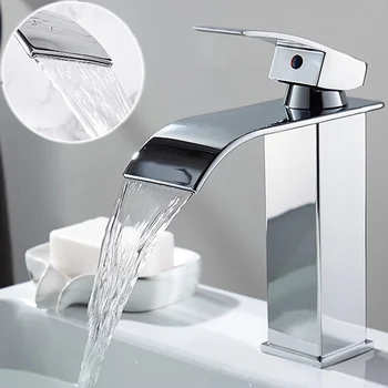 Lavabo a cascata Rubinetto alto e basso in acciaio inossidabile Nero Lavabo per WC caldo e freddo Bagno Casa 1