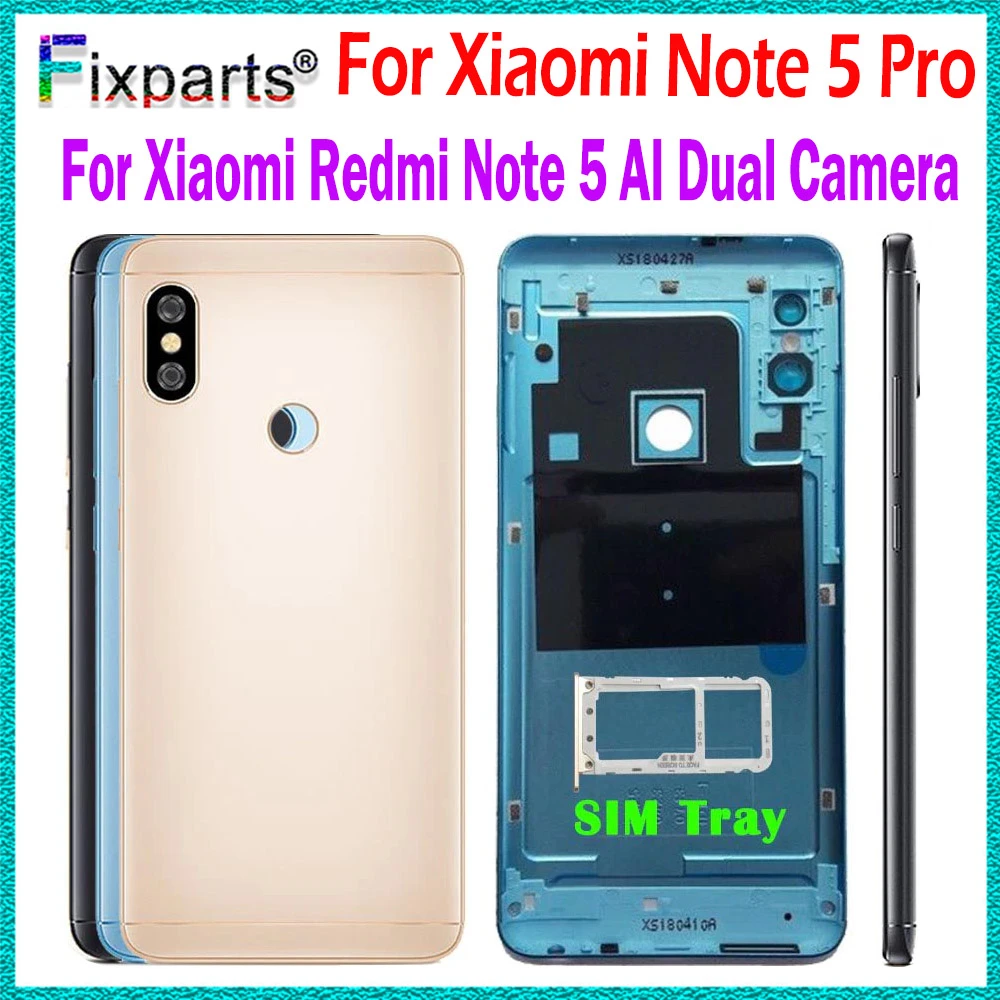 New Housing Best cover For Xiaomi Redmi Note 5 Pro Battery Cover Replacement Parts Case With Lens Buttons Note 5 Back Cover Case