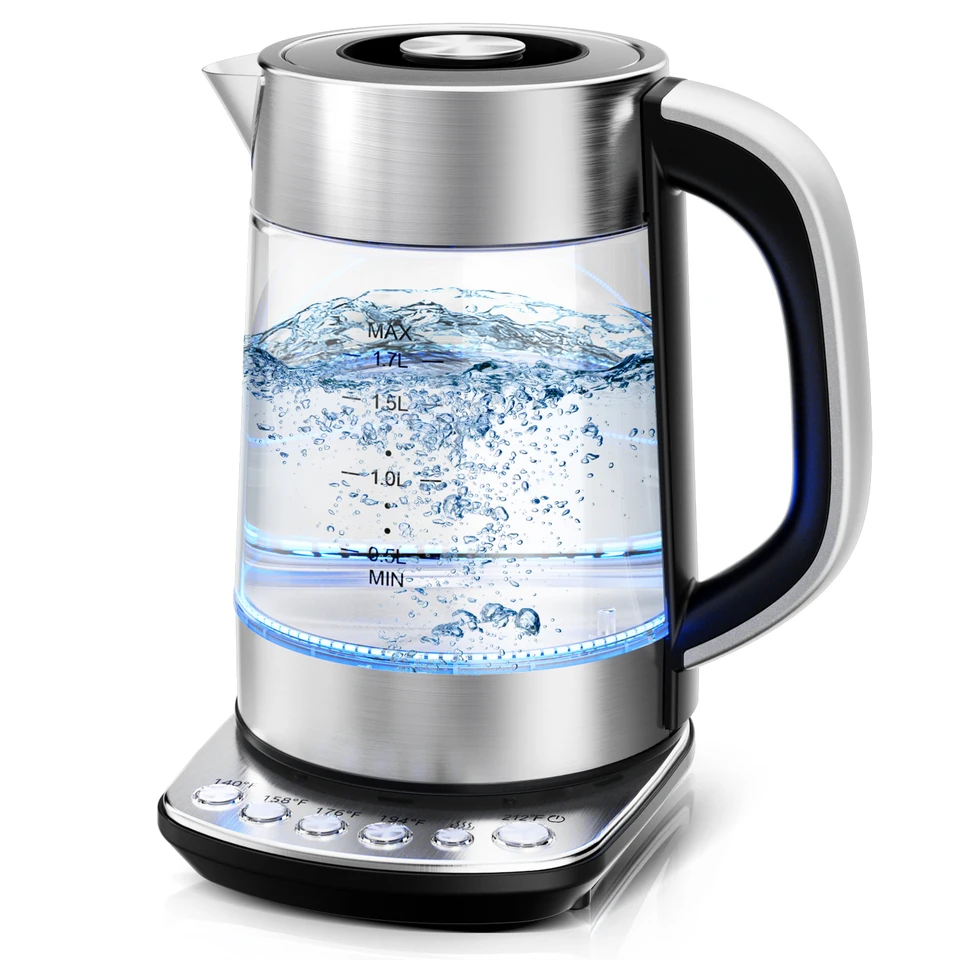 CACHOO 1.7L Glass Electric Tea Kettle with Presets