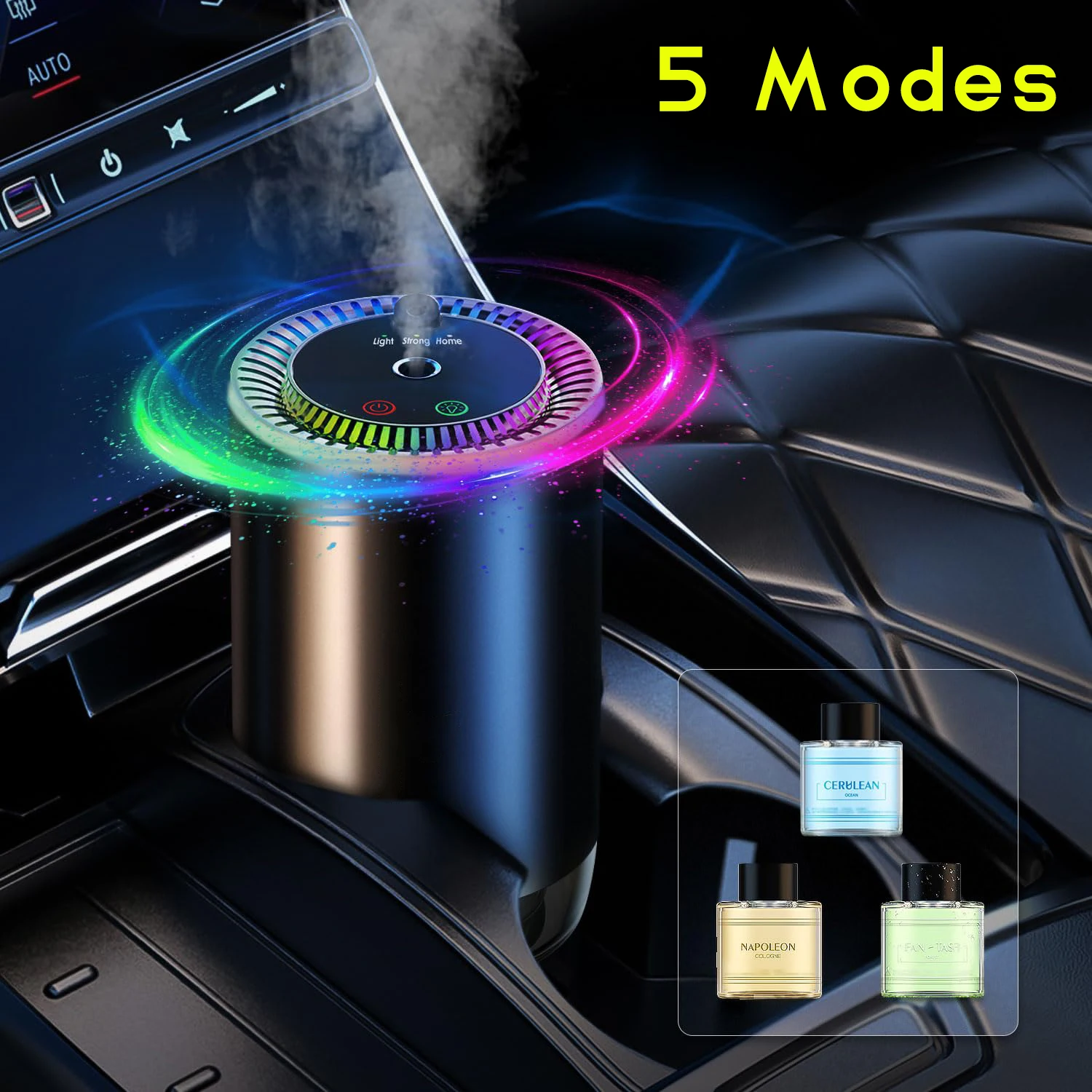 Diffusore di Aroma Intelligente per Auto con Umidificatore Ricaricabile, Deodorante per Oli Essenziali, 3 Livelli Regolabili, Luce LED Stellata, Accessorio Interno, Profumo Montato, Purificatore d'Aria 1