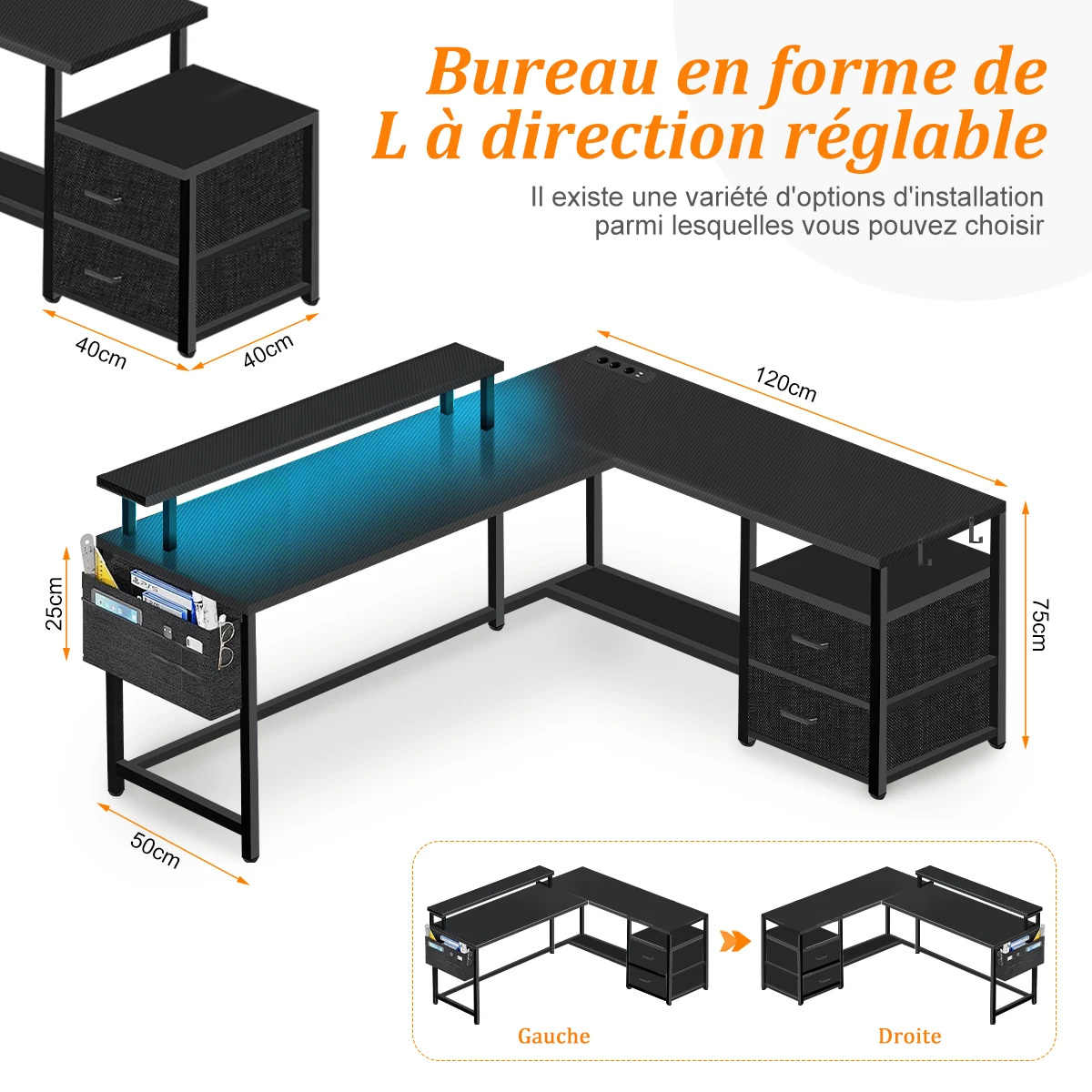 Biurko kątowe Mihtrov z lampami LED z EU za $91.64 / ~356zł