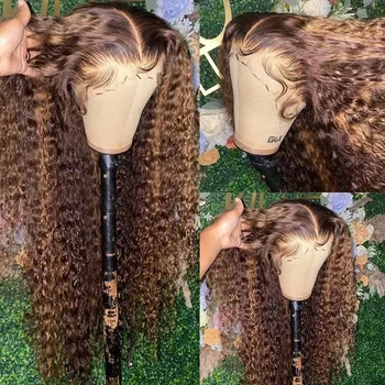 highlight 13x6 HD lace frontal wig human hair Curly Wig HD Deep Wave Lace Frontal Wig 4/27 Colored Wigs PrePlucked Quality 1