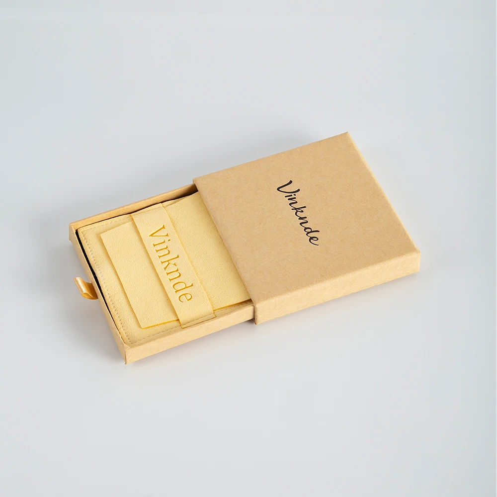7x7x1,7 cm benutzer definierte Kraft Schmuck Schublade Box mit Mikro faser Tasche Beutel personal isierte Logo kleine Papier Geschenk verpackung Weihnachten – Detail 8