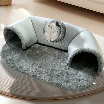 3-in-1 Cozy Cat Tunnel Bed Play Mat Warm Nest With Non-Slip Bottom for Small to Medium Cats dog Rabbits Home Pet Kennel Products 4