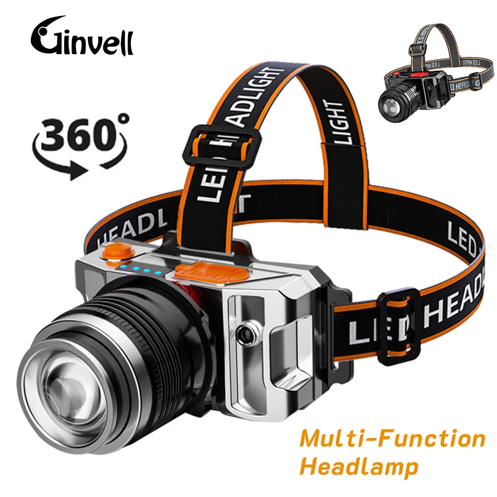 

Super Bright LED Headlamp Waterproof Zoomable Headlight Rechargeable Fishing Adventure Camping Lights Illumination 200 Meters
