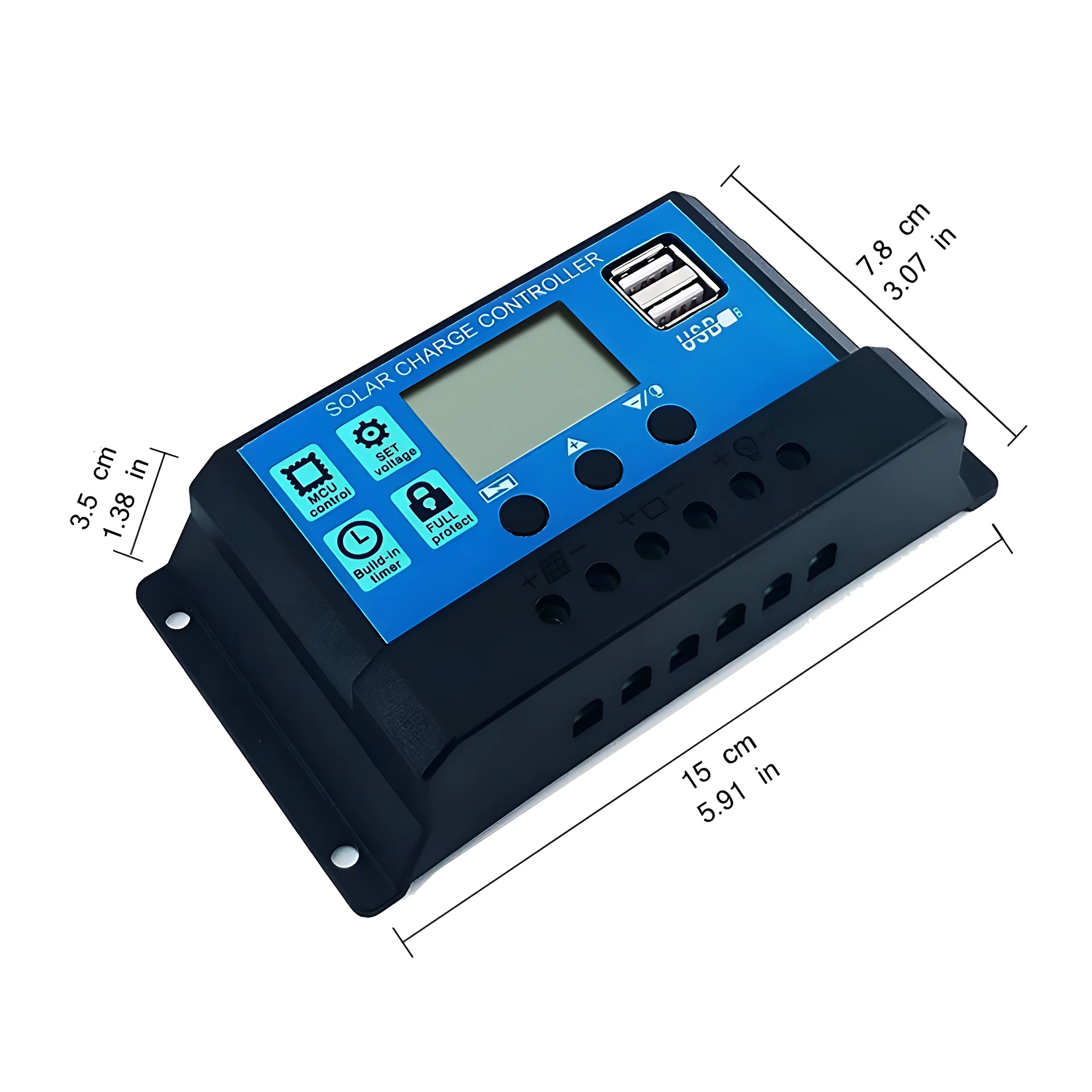 Solar Charge and Discharge Controller LCD Display Dual USB Automatic Solar Panel Charger Regulator 5V-24V Voltage Regulator solar charger