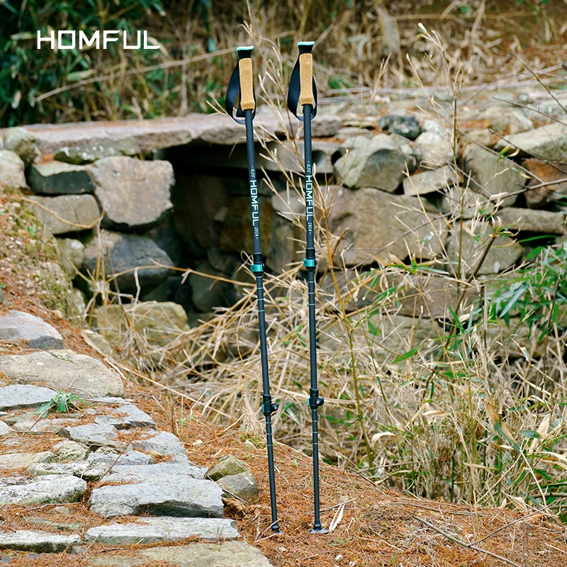 Homful Nordic 195g/pc Trekking poles Walking sticks Alpenstock Telescopic ultralight  Premium Carbon Adjustable with Quick Lock 6