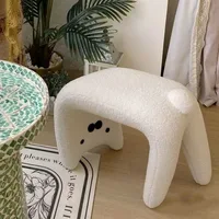 Coiffeuse sans accoudoirs en peluche, chaises d'entrée, chat mignon, salle de maquillage, repose-pieds, tabouret de vanité pour salon, meubles de chambre à coucher 1
