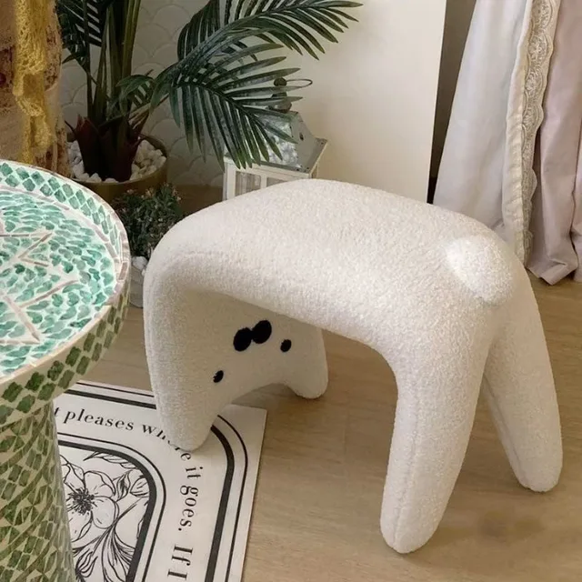 Coiffeuse sans accoudoirs en peluche, chaises d'entrée, chat mignon, salle de maquillage, repose-pieds, tabouret de vanité pour salon, meubles de chambre à coucher 1