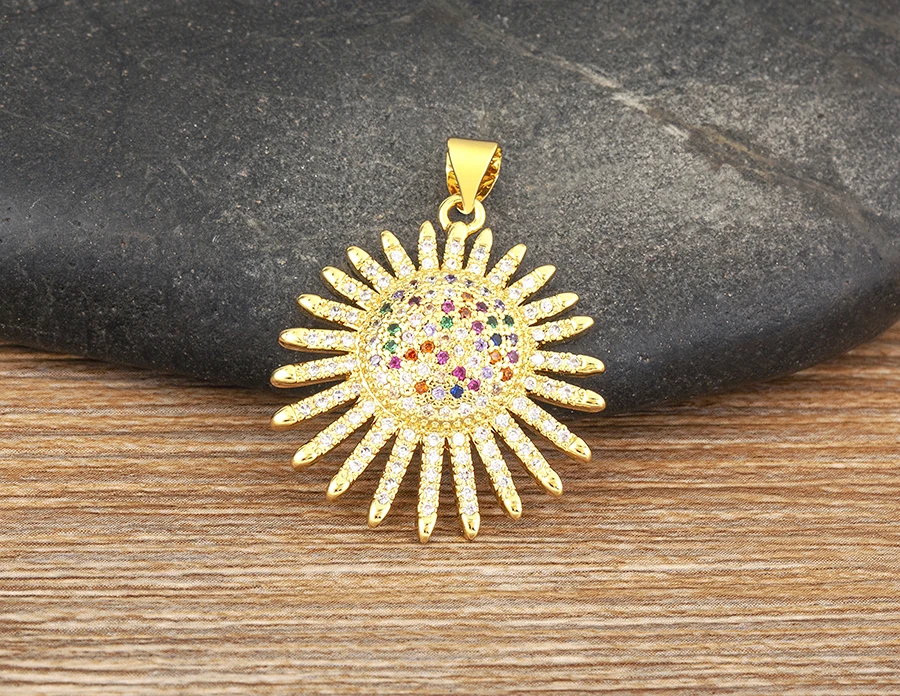AIBEF Light Of Star And Moon Sun Shape Pendant Women Necklace Copper Zircon Western European Style Jewelry Popular Romantic Gift