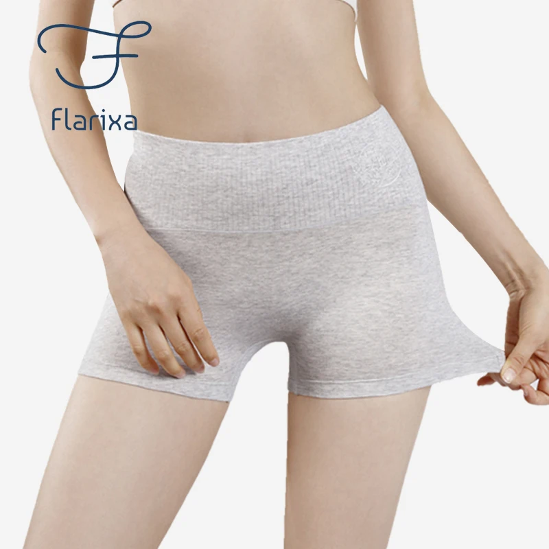 Flarixa 95% 코튼 팬티, 하이 웨이스트 심리스 여성 안전 반바지, 복서 스커트 아래 배 제어 바지 셰이퍼 속옷