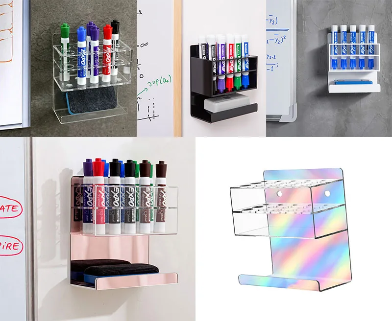 15 Slots Clear Acrylic Wall Marker Holder Organizer Rack w/ Eraser