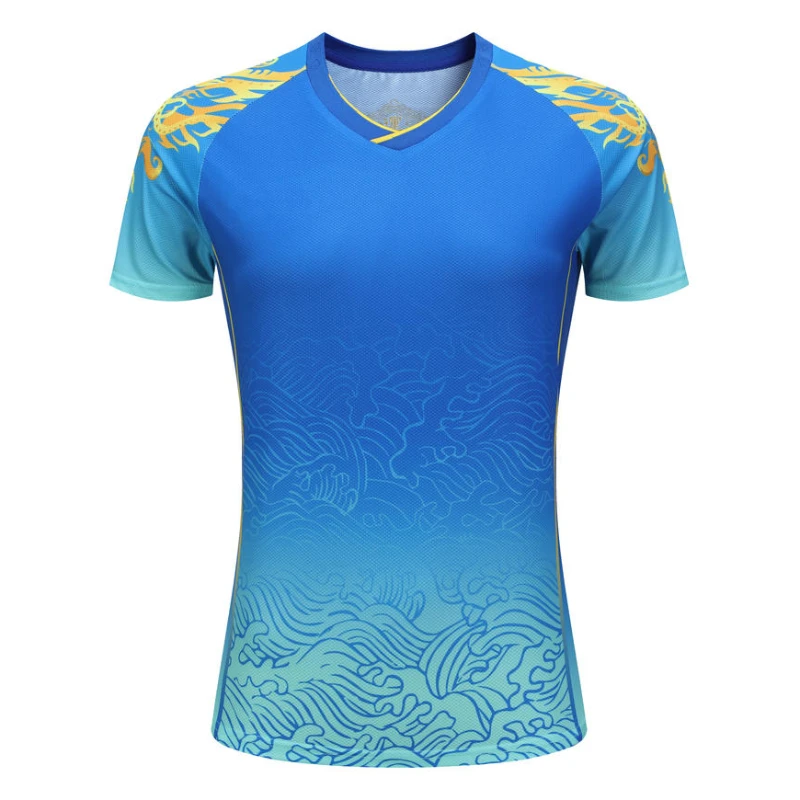 Championship Blue Table Tennis Shirt Shorts China Dragon Badminton Clothes Set Men Women Child Golf Pingpong Family Jersey