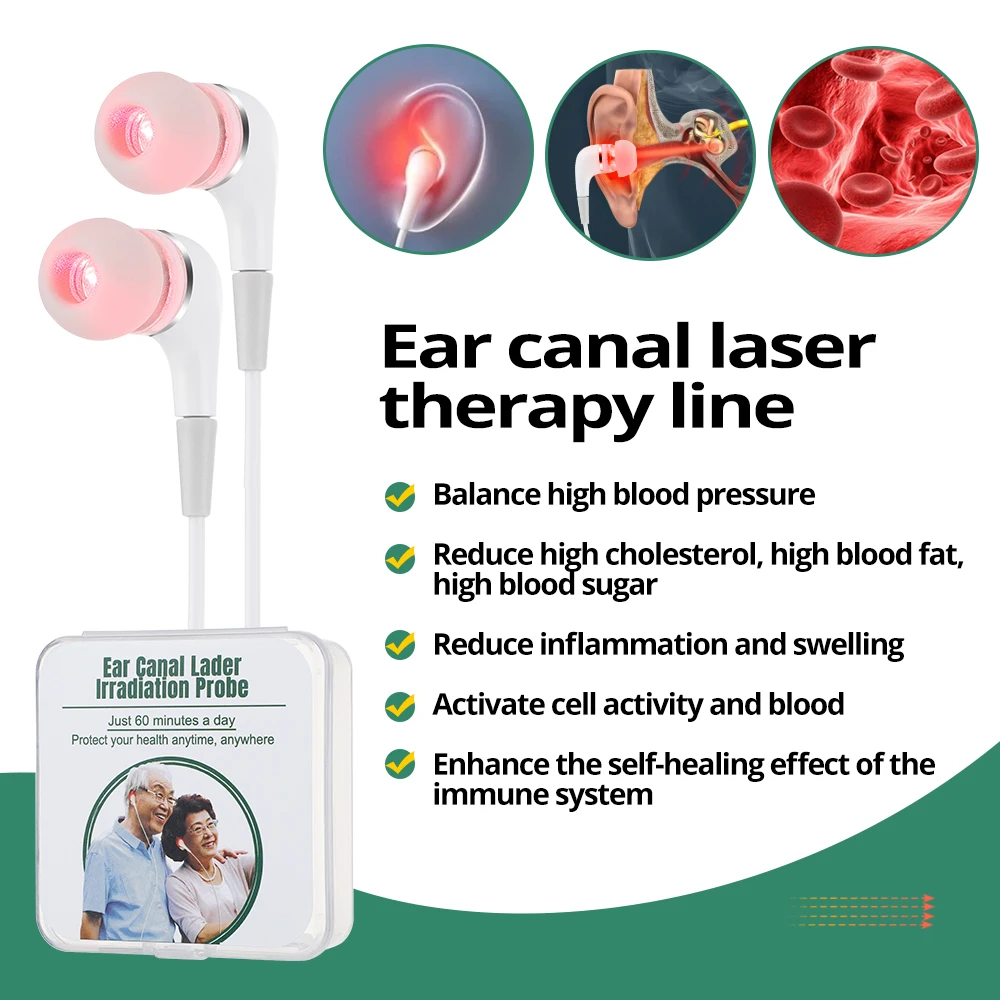 Tinnitus Ear Laser Therapy LLLT Irradiation Laser Physiotherapy Earplug Otitis Media Deafness Diabetes Hypertension Treatment 3
