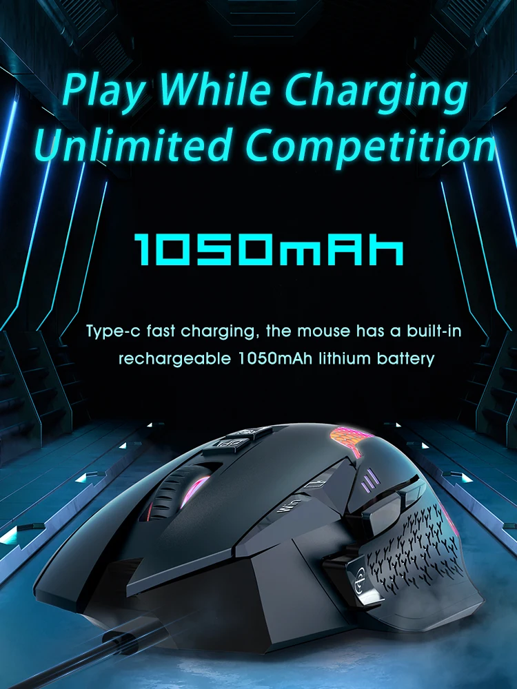 Mouse sem Fio para Jogos Programável para Gamer Ratos Laptop pc Rgb Bluetooth 2.4g 12800 Dpi - Imagem 4
