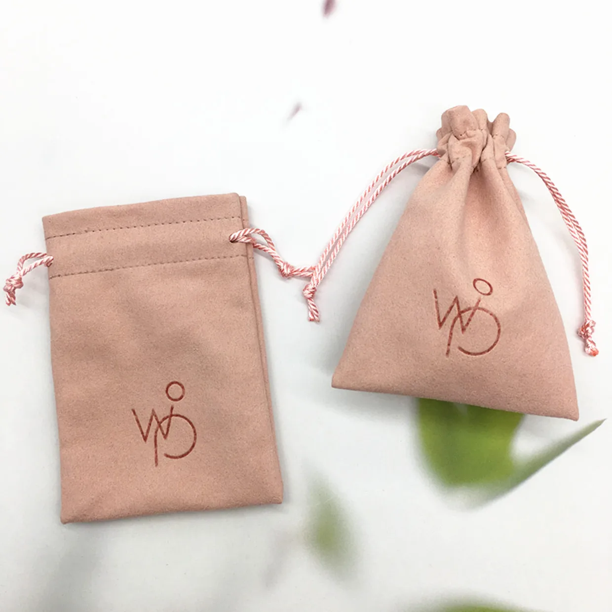 50pcs personalized color logo drawstring bag custom bagging bag jewelry pouch necklace bag suede bag skin care product pouch