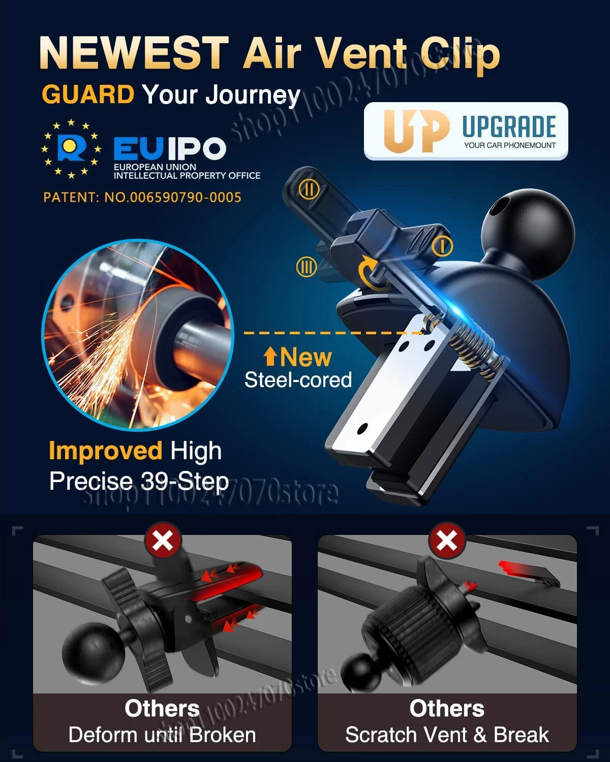 Mount Car Phone Holder Military Grade Shockproof Mobile Automobile Accessories Support Suction Dashboard Portable Cell Vent Stan