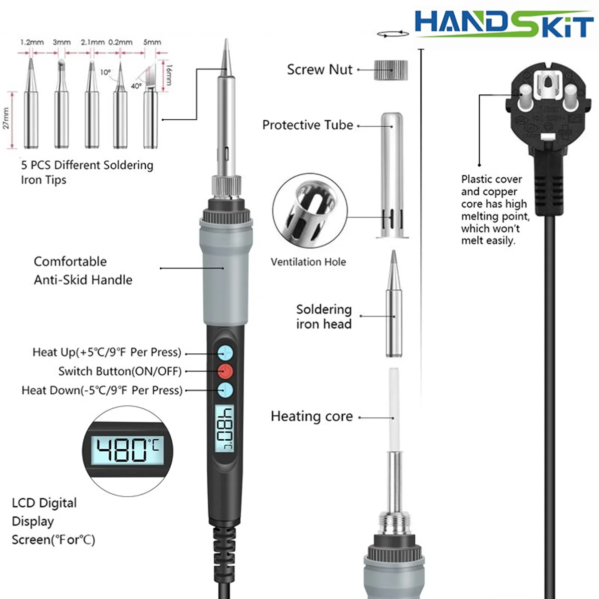Handskit Model-926 90W Soldering Iron With Accessories UK US EU Plug soldering iron electric soldering iron soldering iron kit soldering iron set