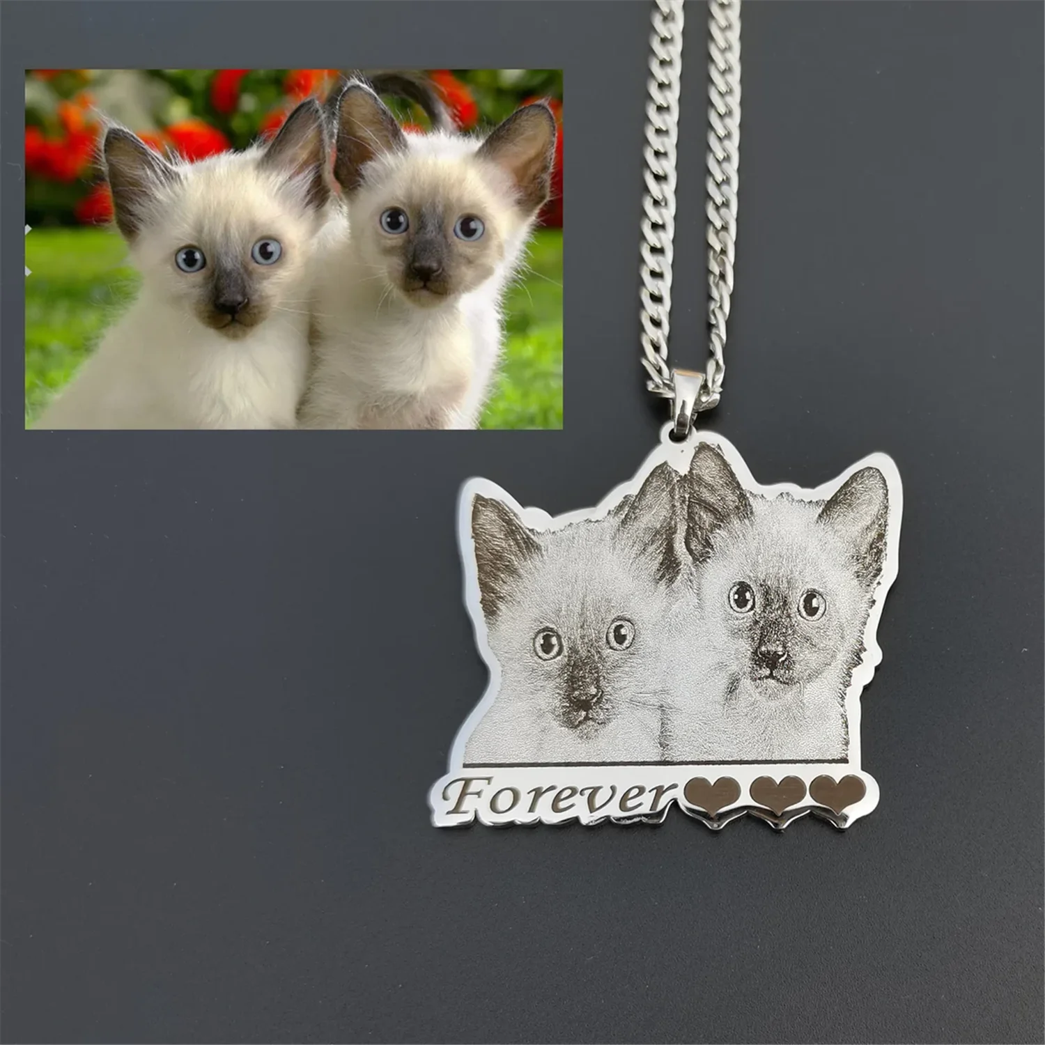 

Custom Pet Photo Necklace Personalized Engraved Pet Name Picture Jewelry for Family Minimalist Birthday Christmas Perfect Gift