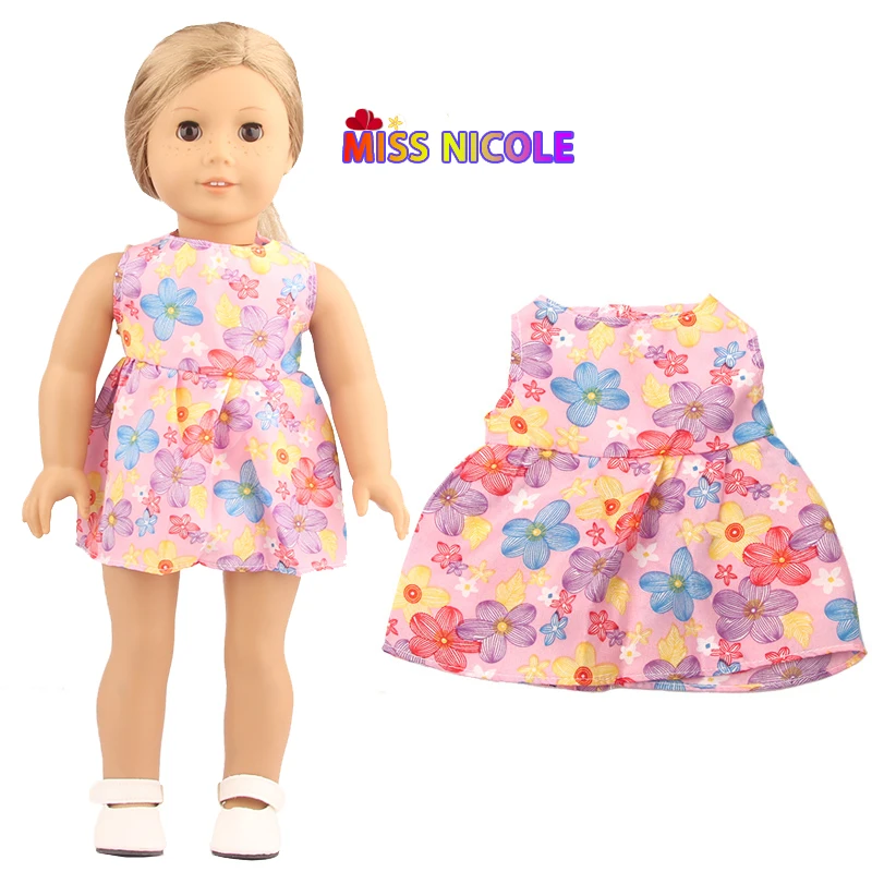 

2021 Sleeveless Skirt With Orange Flower Dress New Born Baby Doll Clothes for 18" 43cm American Girl Reborn BJD Dolls