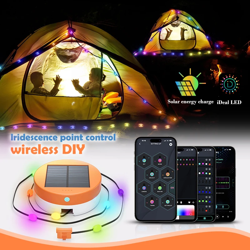 Solar RGB IC Camping Light String Portable Storage Box Lamp APP