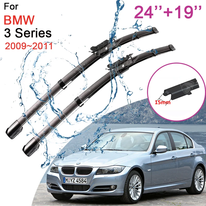 

for BMW 3 Series E90 E91 E92 E93 2009 2010 2011 Car Front Windshield Windscreen Wiper Blades Rubber Wipers Accessories Stickers