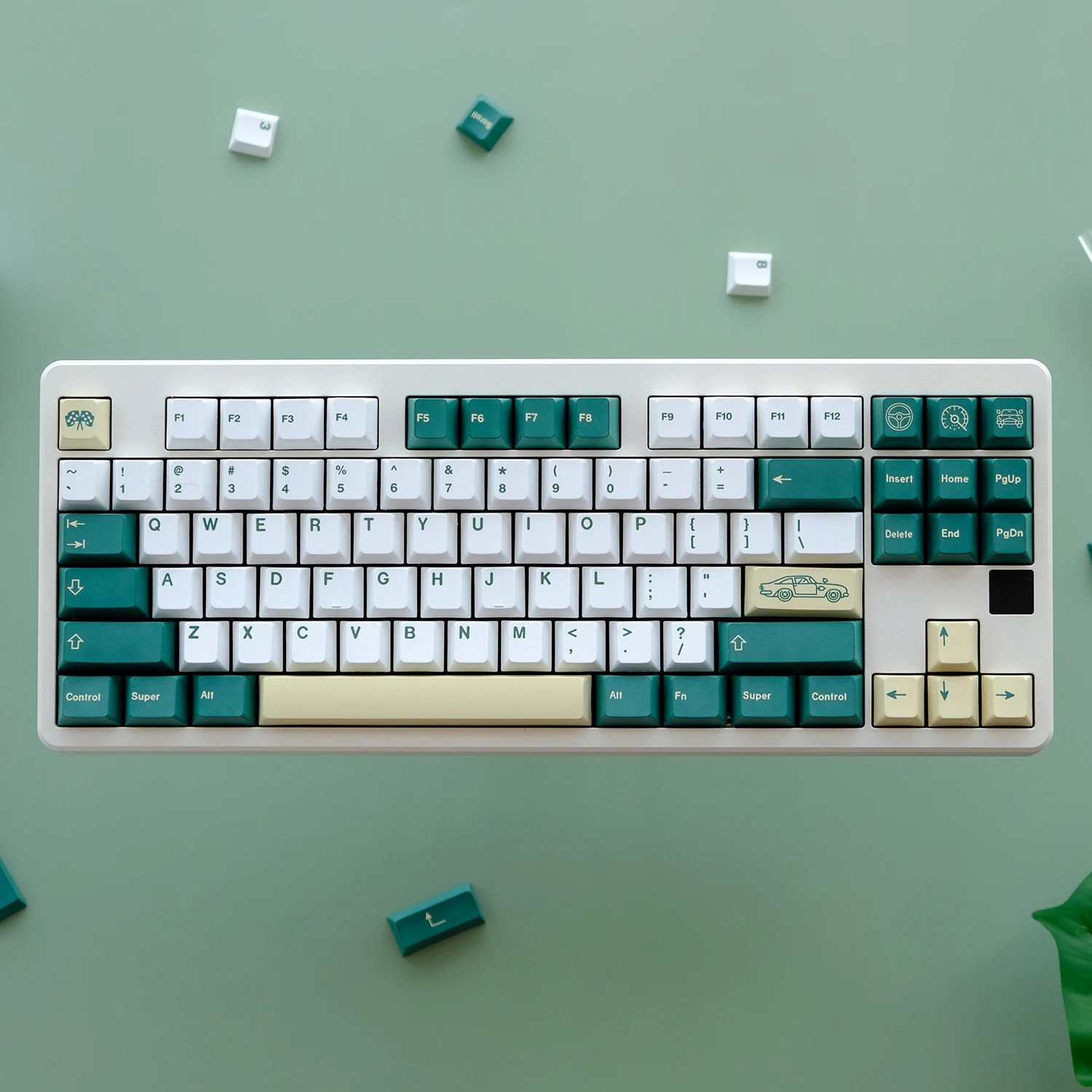 Gmk British Racing Green Keycaps Perfil Cereja Pbt Sublimação Dye Teclado Mecânico para Interruptor mx 1.75u Shift 2u 124 Chaves
