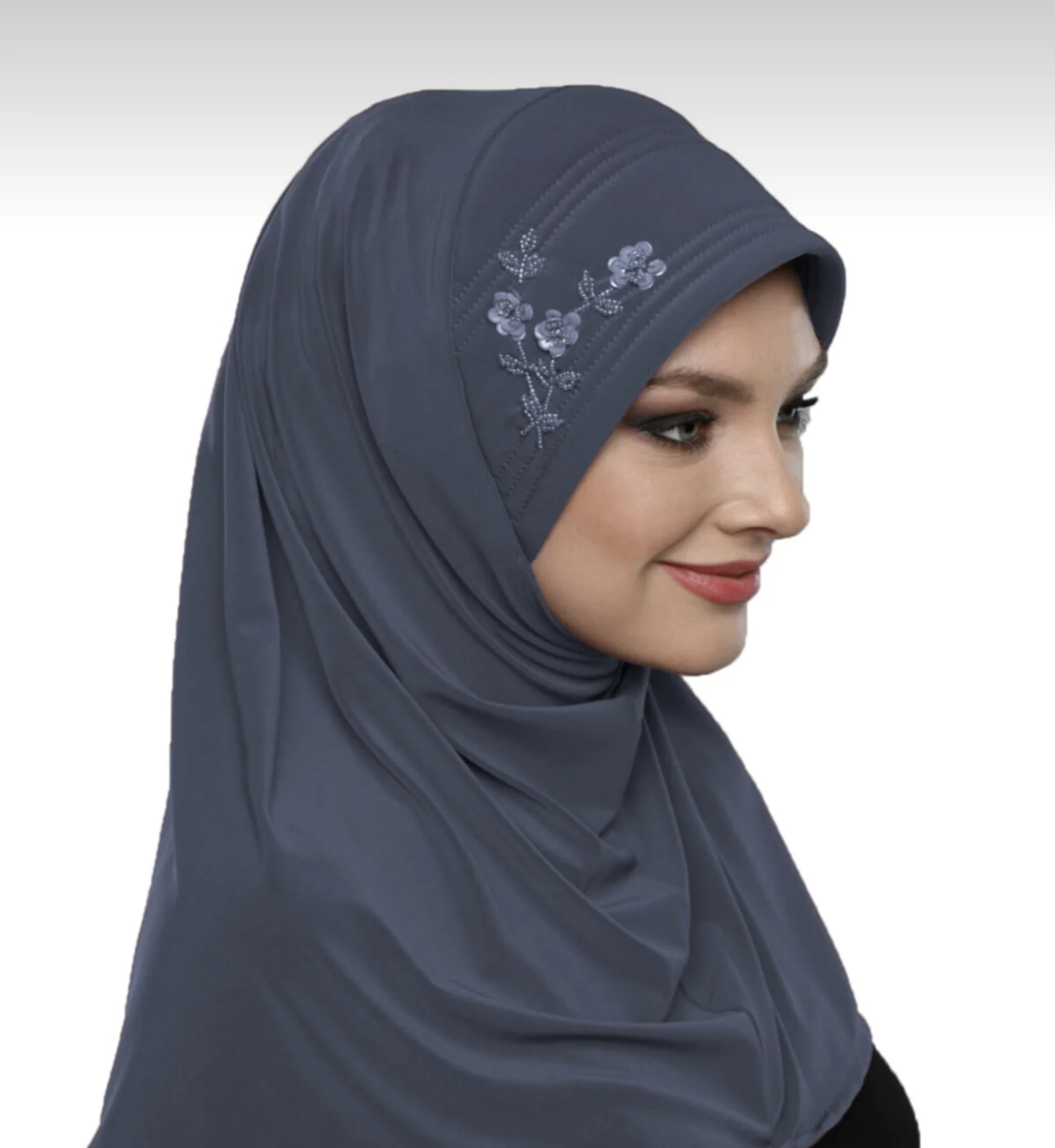 

2022 FASHION MUSLIM ABİYE GRAY FITTED SCARF EMBROIDERED SCARF EASY USE the MOST SUITABLE PRICE