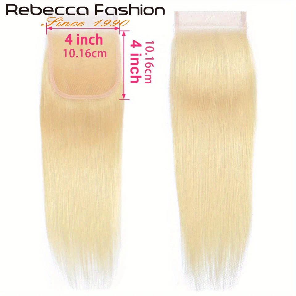 Human Hair Closure Human Hair Lace Product 613 Blonde Human Hair Closure HD Transparent 4x4 Lace Closure Brazilian Straight Remy Lace Pre Plucked With Bady Hair